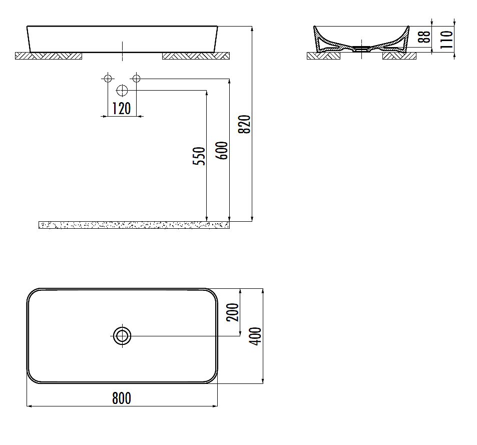 Раковина Creavit Ultra 80 UL080-0000 белая купить в интернет-магазине Sanbest