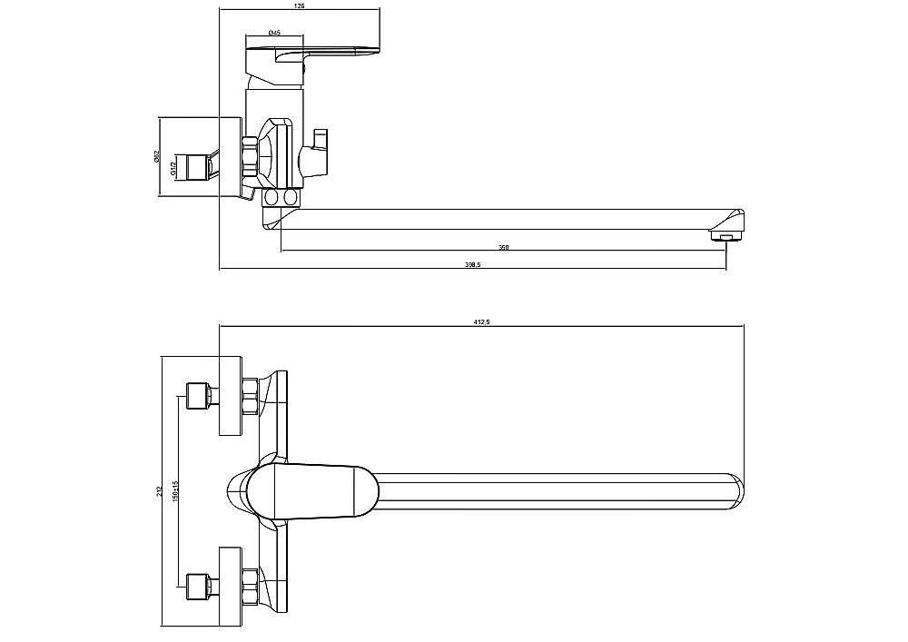 Cмеситель для ванны Aquatek Ника AQ1842BGM оружейная сталь купить в интернет-магазине сантехники Sanbest