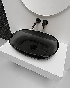 Раковина накладная прозрачная ABBER Kristall AT2805Onyx черная купить в интернет-магазине Sanbest