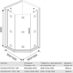 Душевой уголок Good Door MOKKA PNT-100-C-WE 100x100 купить в интернет-магазине Sanbest