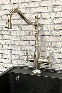 Смеситель для кухни Milacio Castellon Ceramic MC.514.SN сатин купить в интернет-магазине сантехники Sanbest