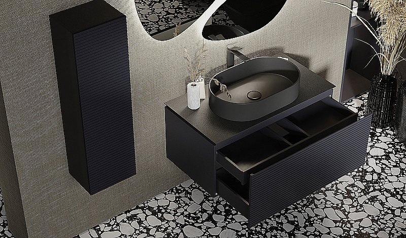 Тумба с раковиной Jorno Stone 100 белая для ванной в интернет-магазине Sanbest