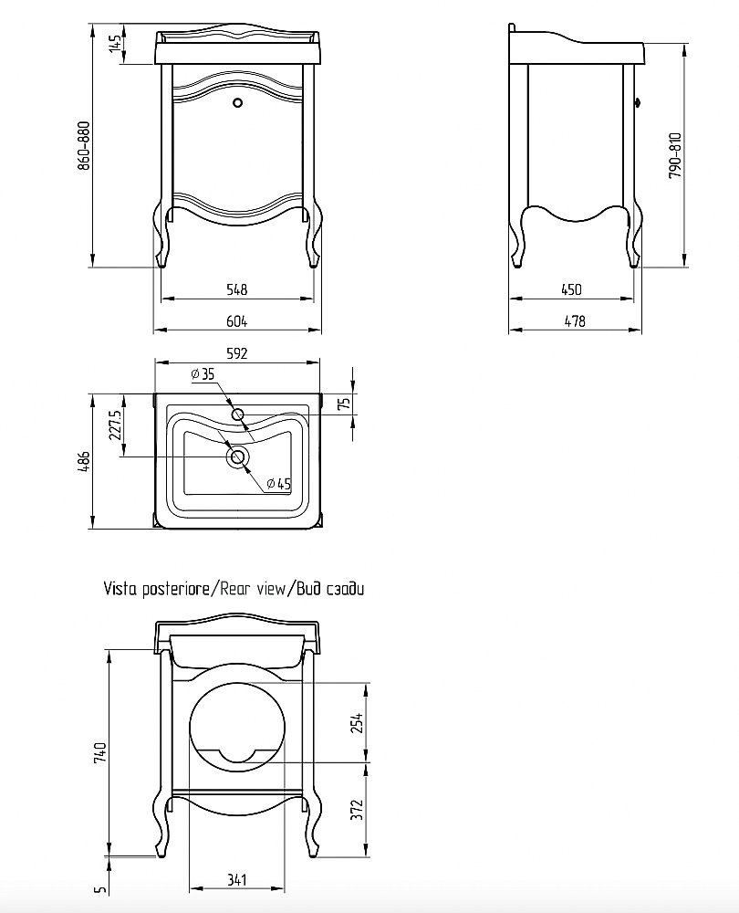 Тумба с раковиной Migliore Impero 60 белая для ванной в интернет-магазине Sanbest