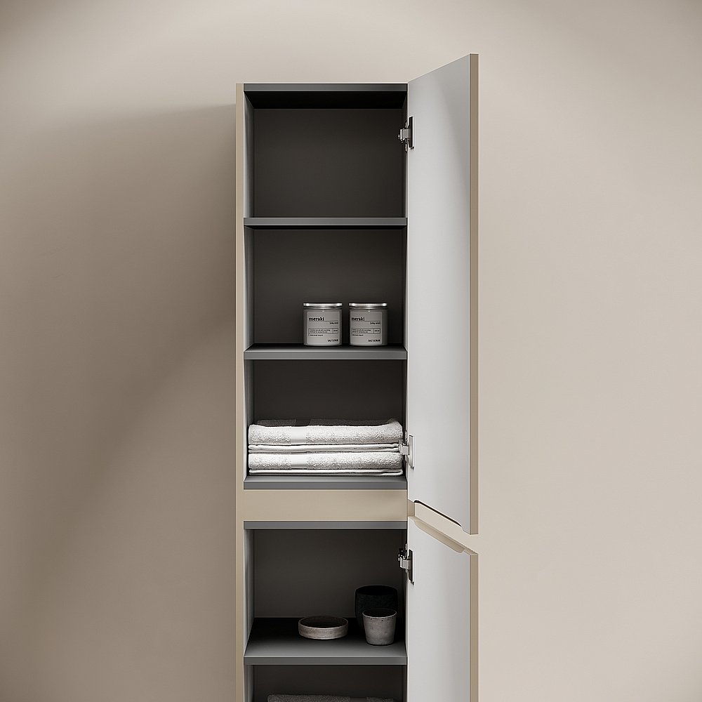 Шкаф-пенал подвесной Sancos Code PCD35GB серо-бежевый для ванной в интернет-магазине сантехники Sanbest