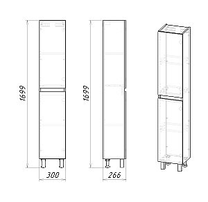 Пенал напольный Grossman ПОЛО 303003-1 30 дуб сонома/белый для ванной в интернет-магазине сантехники Sanbest
