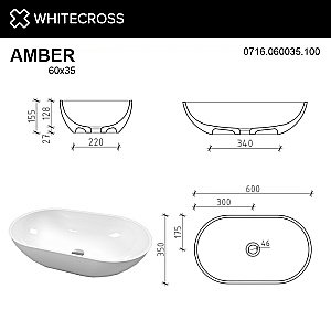 Раковина накладная WhiteCross AMBER 60 0716.060035.100 белая купить в интернет-магазине Sanbest