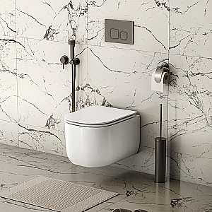 Унитаз подвесной Grossman Thin Rim GR-5605SQ белый, безободковый, с крышкой микролифт, слив торнадо купить в интернет-магазине Sanbest