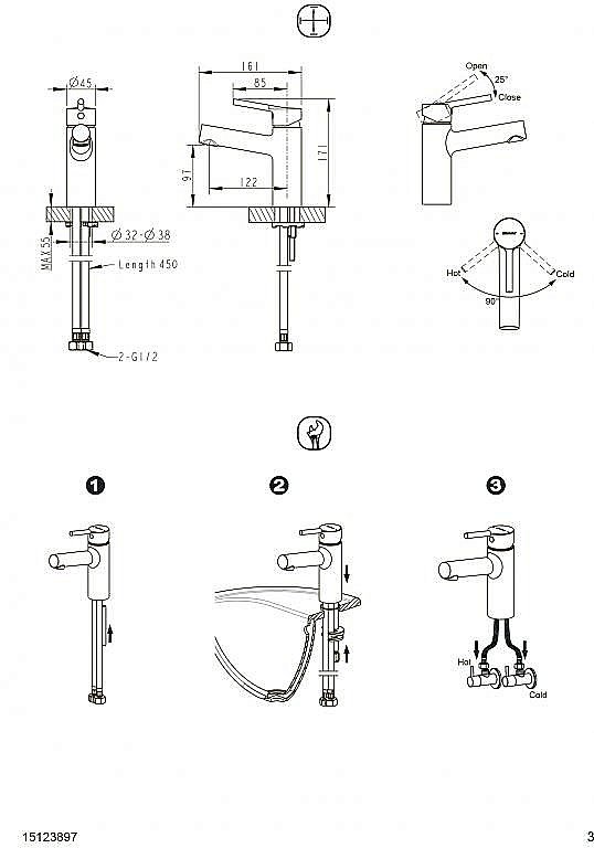 Смеситель для раковины Bravat AFFABILITY F1172217CP-1 купить в интернет-магазине сантехники Sanbest