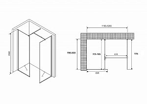 Душевое ограждение Abber IMMER OFFEN AG67128B 120x80 прозрачный/черный купить в интернет-магазине Sanbest