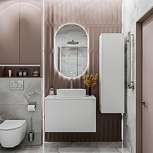 Тумба с раковиной подвесная Grossman КРИСТАЛЛ 80 с 1 ящ, белая глянец/столешница белая глянец для ванной в интернет-магазине Sanbest