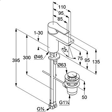 Смеситель для раковины Kludi Zenta SL 482770565 хром купить в интернет-магазине сантехники Sanbest
