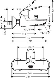 Смеситель для ванны Hansgrohe Novus Loop 71340000 купить в интернет-магазине сантехники Sanbest