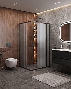 Душевой уголок Cezares Molveno 110x90 AH-21-90+20-P-GM стекло рифленое/профиль матовая оружейная сталь купить в интернет-магазине Sanbest