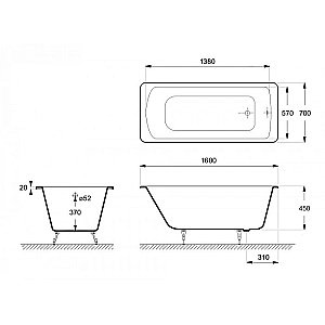 Ванна чугунная Delice Prestige Elite DLR230614R 160х70 белая купить в интернет-магазине Sanbest