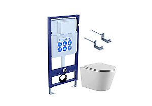 Унитаз с инсталляцией Aquatek Вега Set AQUATEK ВЕГА-KKI2 белый, с крышкой микролифт, безободковый купить в интернет-магазине Sanbest