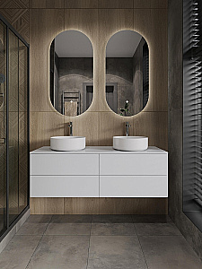 Тумба с раковиной Orange Otto 130 Ot-130TuMDF+B09-360W белая глянцевая для ванной в интернет-магазине Sanbest