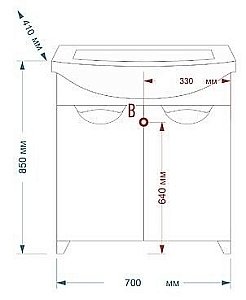 Тумба с раковиной напольная Misty Лаванда 70 белая для ванной в интернет-магазине Sanbest