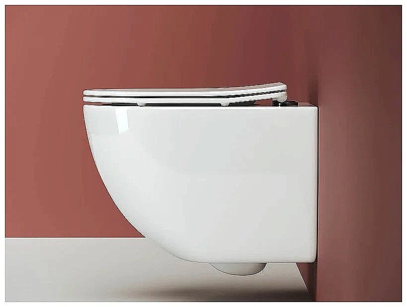 Унитаз подвесной Ceramica Nova Forma CN3009_1001B_1000 безободковый, с крышкой микролифт, с инсталляцией и черной матовой кнопкой купить в интернет-магазине Sanbest