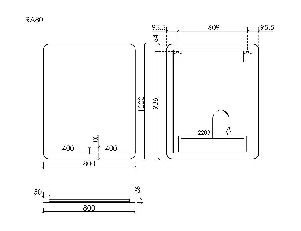 Зеркало LED Sancos Ray RA800 в ванную от интернет-магазине сантехники Sanbest
