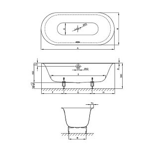 Ванна Bette Lux Oval 3466-000 PLUS 180x80 Белый купить в интернет-магазине Sanbest