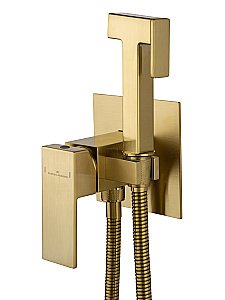 Смеситель с гигиеническим душем встраиваемый WONZON & WOGHAND CUBE, Брашированное золото (WW-88829016-BG) купить в интернет-магазине сантехники Sanbest