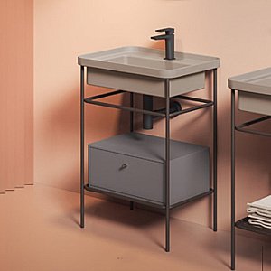 Консоль с раковиной Artceram FUORI SCALA ACA056/TFL03401/ACM039 60.5 черная для ванной в интернет-магазине сантехники Sanbest