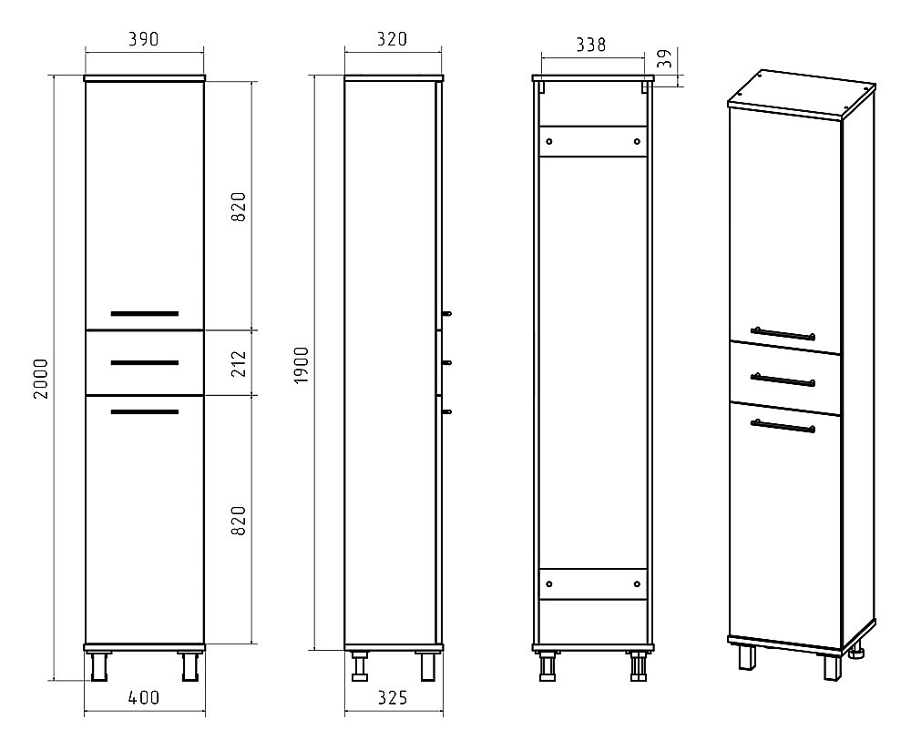 Пенал напольный Misty Терра 40 П-Тер0504050-1Я серый для ванной в интернет-магазине сантехники Sanbest
