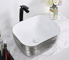 Раковина накладная Ceramalux NC  46 D1333H131 серебро, белая купить в интернет-магазине Sanbest