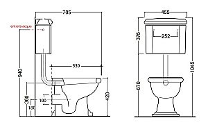 Унитаз напольный Kerasan Retro 1011 с низким бачком 1072 Белый/ручка хром купить в интернет-магазине Sanbest