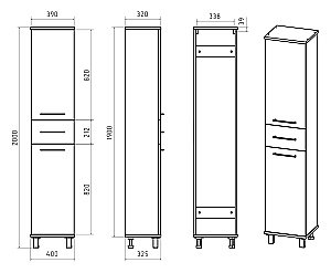 Пенал напольный Misty Терра 40 П-Тер0504050-1Я серый для ванной в интернет-магазине сантехники Sanbest