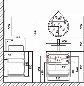 Тумба с раковиной Jorno Wood 60 белая для ванной в интернет-магазине Sanbest