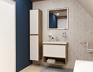 Тумба с раковиной Эстет Monaco Wood 60 подвесная 1 ящик белая для ванной в интернет-магазине Sanbest