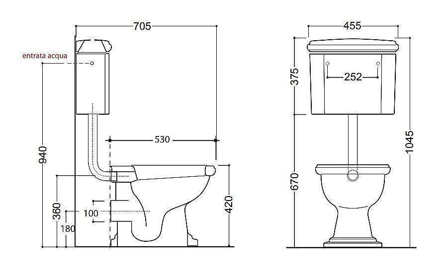Унитаз напольный Kerasan Retro 1011 с низким бачком 1072 Белый/ручка хром купить в интернет-магазине Sanbest