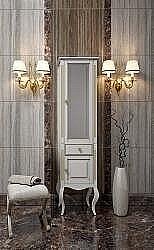 Пенал Опадирис Лаура 45 белый матовый с бежевой патиной/swarovski золото/правый купить в интернет-магазине сантехники Sanbest