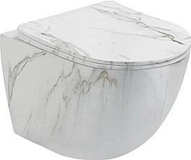 Унитаз подвесной SantiLine SL-5005MRB безободковый, с крышкой микролифт, серый мрамор купить в интернет-магазине Sanbest