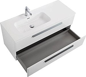 Тумба с раковиной Cezares ECO-CER-N 120 ECO-CER-N-1200-2C-SO-BL белая глянцевая левая/правая для ванной в интернет-магазине Sanbest