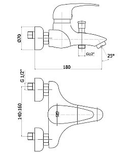 Смеситель для ванны GPD Rio MBB30 купить в интернет-магазине сантехники Sanbest