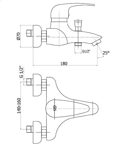 Смеситель для ванны GPD Rio MBB30 купить в интернет-магазине сантехники Sanbest