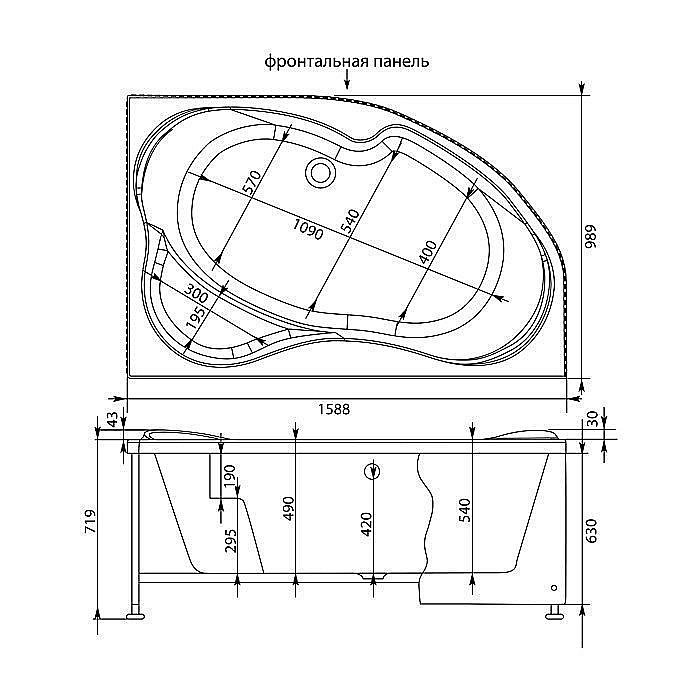 Ванна акриловая Aquanet Capri 160х100 с к/с купить в интернет-магазине Sanbest
