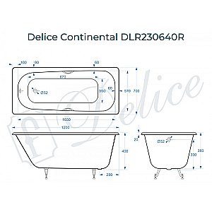 Ванна Delice Continental Elite 120х70 DLR230640R 120х70 белая купить в интернет-магазине Sanbest