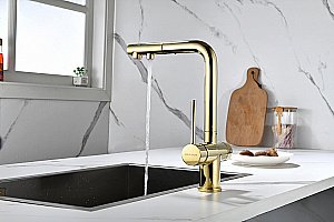 Смеситель для кухни Paulmark Serpentine Se213222-G золото купить в интернет-магазине сантехники Sanbest