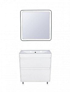 Тумба с раковиной Style Line Атлантика 80 напольная, белый антискрейч для ванной в интернет-магазине Sanbest