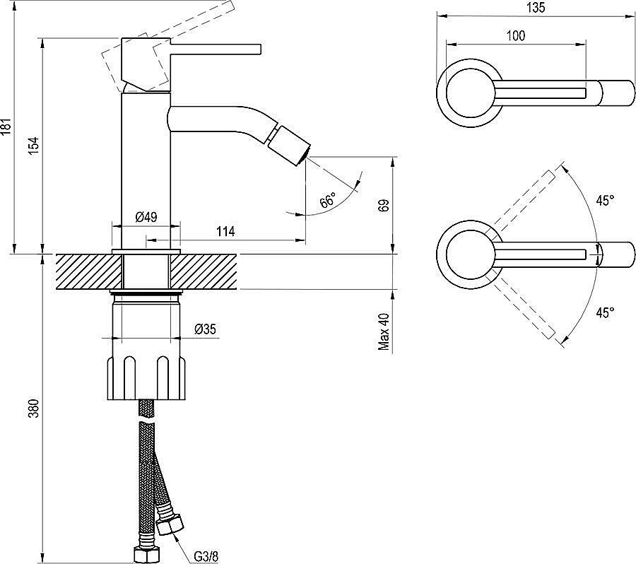 Смеситель для биде Ravak Espirit X070201 хром купить в интернет-магазине сантехники Sanbest