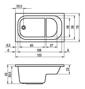 Ванна акриловая Riho Petit 120x70 купить в интернет-магазине Sanbest