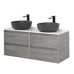 Тумба с раковинами и столешницей BelBagno KRAFT 140 Cemento Grigio для ванной в интернет-магазине Sanbest