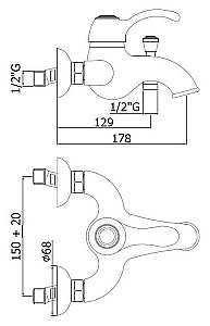 Смеситель для ванны Paffoni Flavia FA022BR купить в интернет-магазине сантехники Sanbest