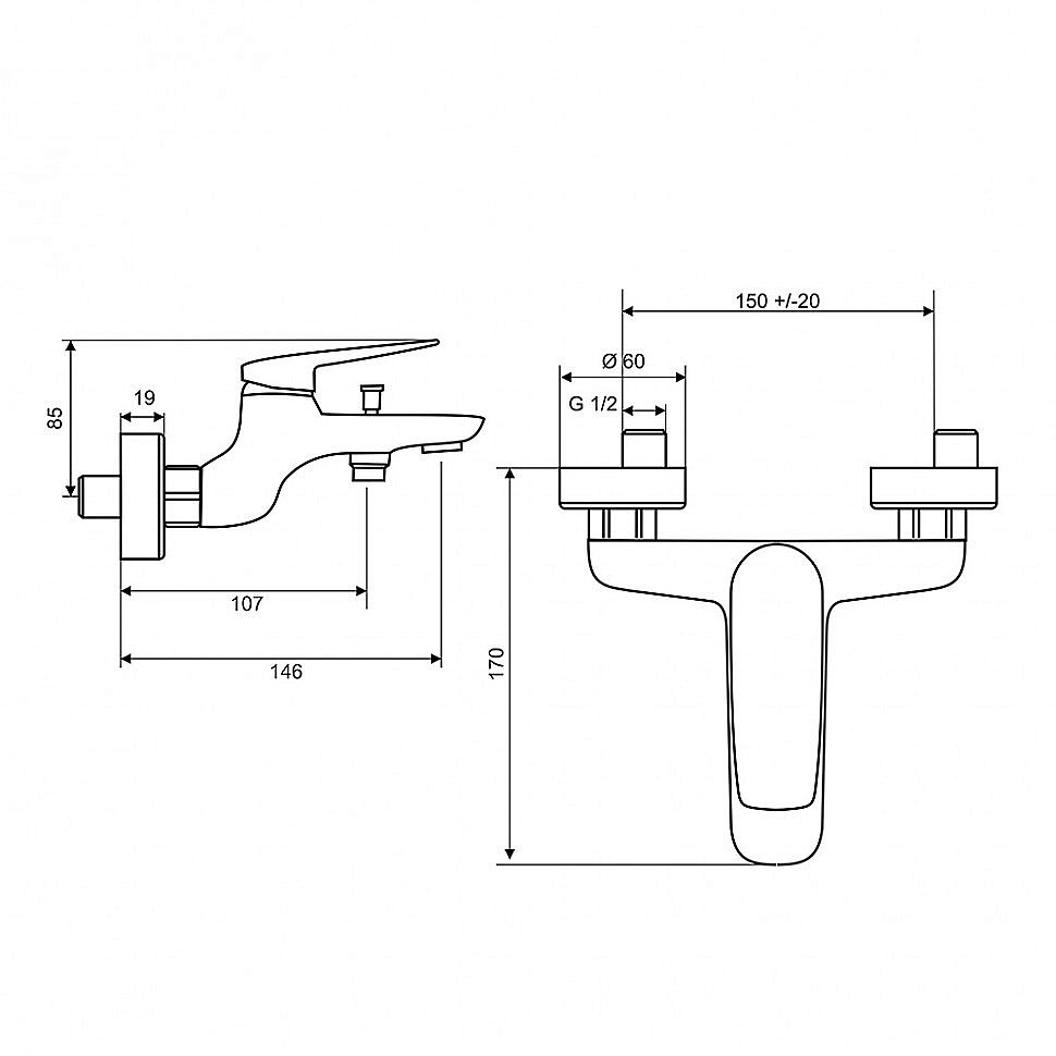 Смеситель для ванны PAINI Laguna LACR111 хром купить в интернет-магазине сантехники Sanbest