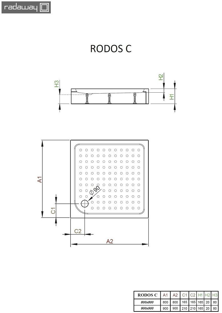 Душевой поддон Radaway Rodos C 80x80 купить в интернет-магазине Sanbest