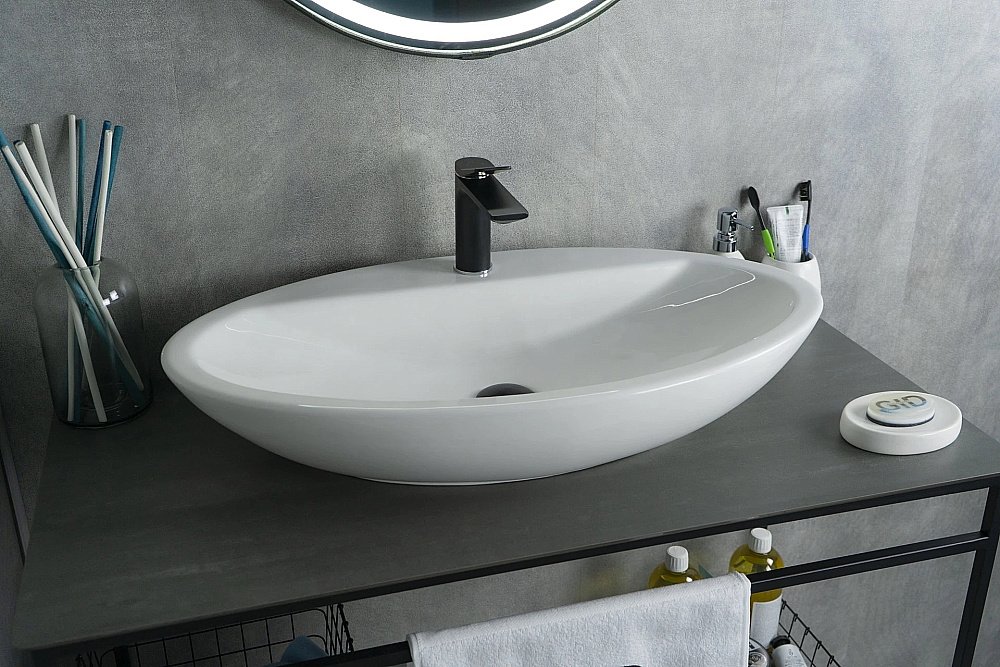 Раковина накладная Gid Lago 61 N9435 51149 белая купить в интернет-магазине Sanbest