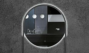 Зеркало Armadi Art Vallessi круглое с полочкой антрацит 80 в ванную от интернет-магазине сантехники Sanbest